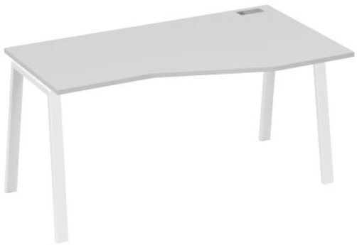 Стол эргономичный правый 160 Мира Трио, цвет серый + белый