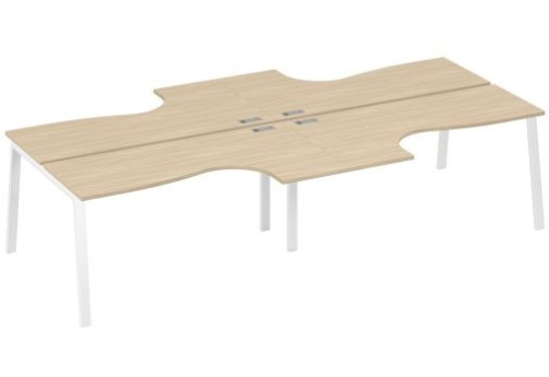 Рабочая станция эргономичная 4х160 Мира Трио, цвет дуб скандинавский + белый