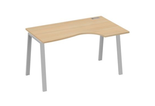 Стол эргономичный правый 140 Мира Трио, цвет натуральный дуб + серый