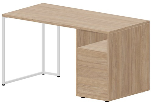 Стол на опорной тумбе правый Мейлон, цвет светлый дуб