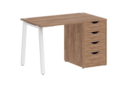 Стол письменный с тумбой 4 ящика, цвет дуб табак + белый
