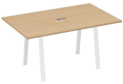 Стол для переговоров 160 Мира Трио, цвет натуральный дуб + белый