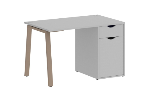 Стол письменный с тумбой, цвет серый + мокко