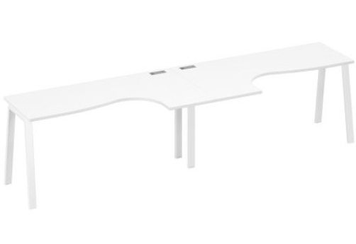 Рабочая станция эргономичная 2х160 Мира Трио, цвет белый премиум + белый
