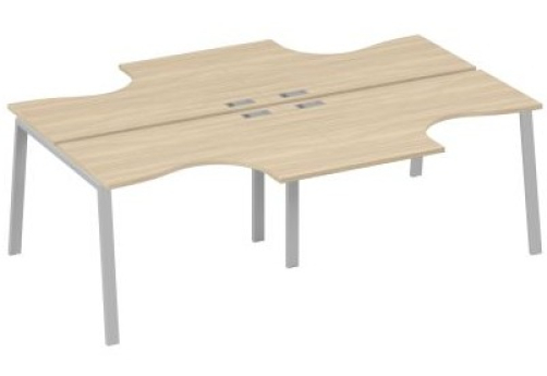 Рабочая станция эргономичная 4х120 Мира Трио, цвет дуб скандинавский + серый