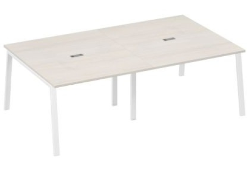Стол для переговоров Мира Трио, цвет дуб шамони + белый