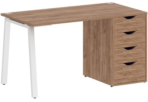 Стол письменный с тумбой 4 ящика, цвет дуб табак + белый