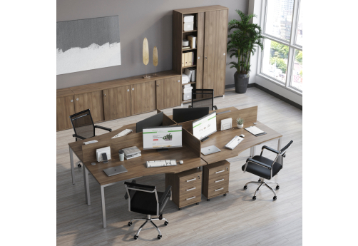 Составной стол на 4 рабочих места Сканди Темный, цвет шамони темный