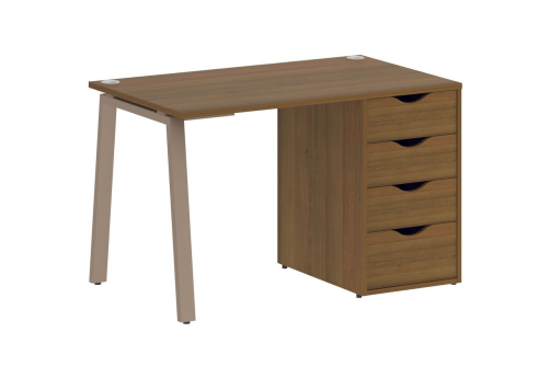 Стол письменный с тумбой 4 ящика, цвет орех + мокко