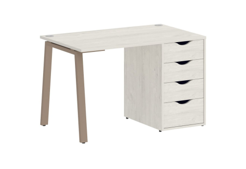 Стол письменный с тумбой 4 ящика, цвет дуб наварра + мокко