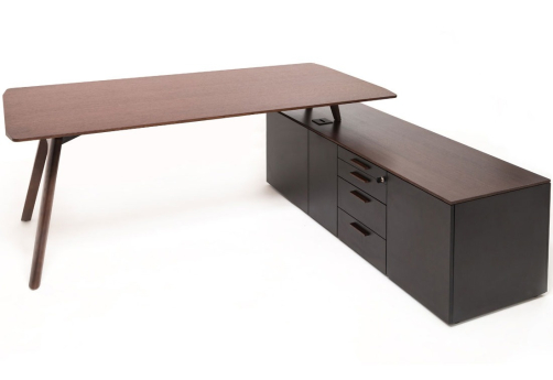 Стол для руководителя на опорной тумбе Радиант, цвет дуб табак + черный