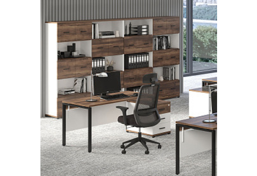 Стол надставка с опорной тумбой и царгой Динен, цвет дуб мали-белый