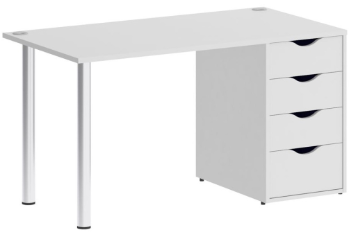 Стол письменный с тумбой 4 ящика, цвет белый