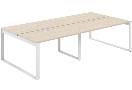 Рабочая станция с лючком Фламинго, цвет акация + белый