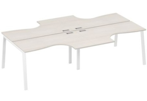 Рабочая станция эргономичная 4х140 Мира Трио, цвет дуб шамони + белый