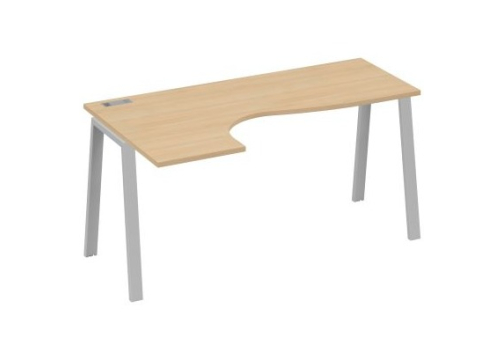 Стол эргономичный левый Мира Трио, цвет натуральный дуб + серый