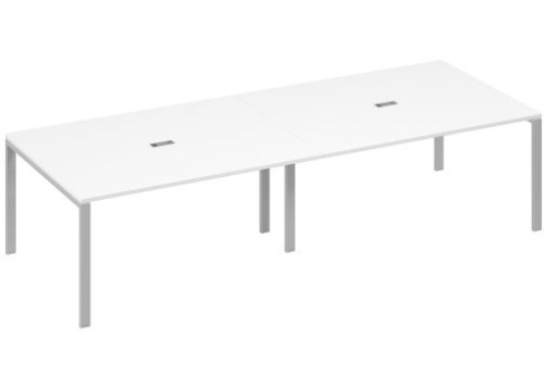 Стол для переговоров прямоугольный Мира Нумо, цвет белый премиум + серый