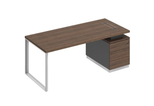 Стол руководителя на опорной тумбе (левый/правый) Римини, цвет дуб темный + антрацит + дуб темный