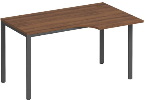 Стол эргономичный правый на металлокаркасе Прайм Металл 25, цвет орех + антрацит