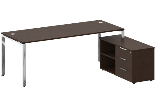 Стол руководителя с опорной тумбой правый, цвет венге