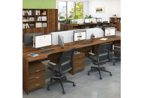 Составной стол на 6 рабочих мест МЛ Эко Орех, орех