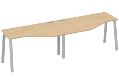 Рабочая станция эргономичная 2х140 Мира Трио, цвет натуральный дуб + серый