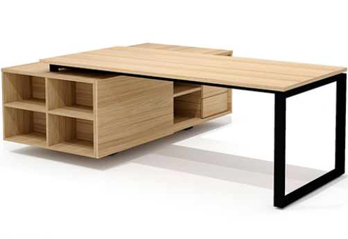 Стол руководителя на опорной тумбе правый Некста Директ, цвет вяз + черный