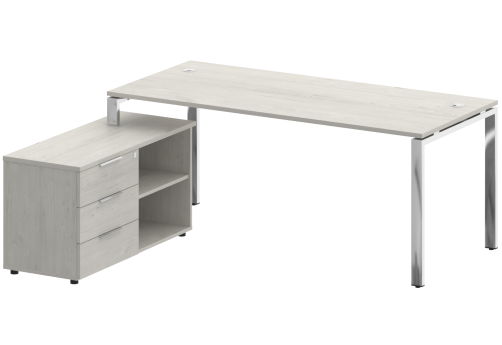 Стол руководителя с опорной тумбой левый, цвет дуб наварра