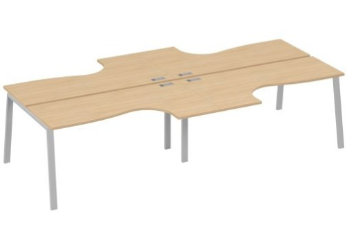 Рабочая станция эргономичная 4х160 Мира Трио, цвет натуральный дуб + серый