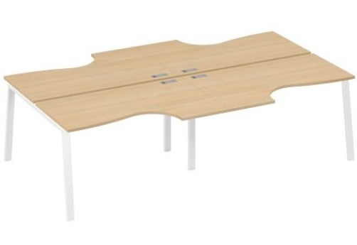 Станция рабочая эргономичная 4х140 Мира Трио, цвет натуральный дуб + белый