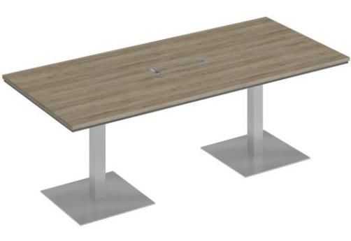 Стол для переговоров на квадратных опорах Римини Т, цвет дуб светлый