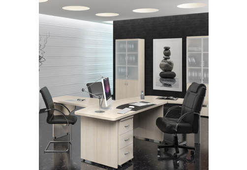 Стол с брифингом и боковой приставкой Адмирал, цвет дуб молочный