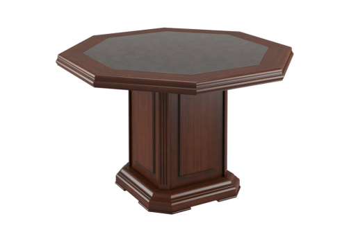 Стол для переговоров восьмигранный, цвет темный дуб