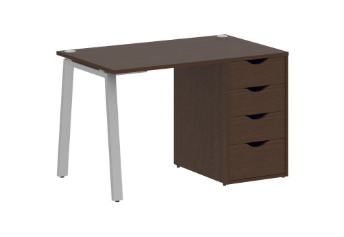 Стол письменный с тумбой 4 ящика, цвет венге + серый