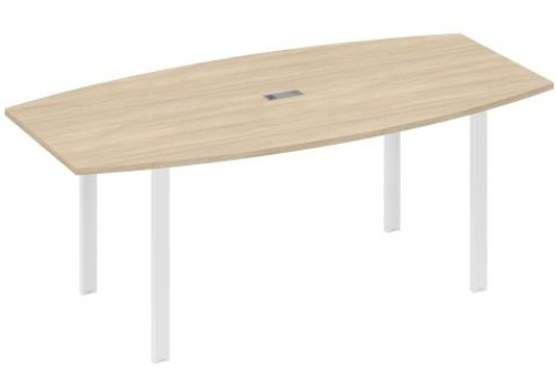 Стол для переговоров фигурный Мира Нумо, цвет дуб скандинавский + белый