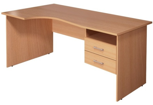 Стол криволинейный с тумбой левый, цвет бук