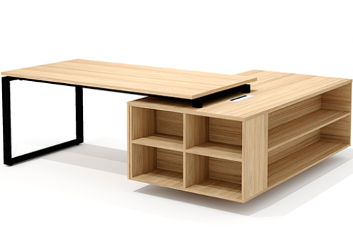 Стол руководителя на опорной тумбе правый Некста Директ, цвет вяз + черный