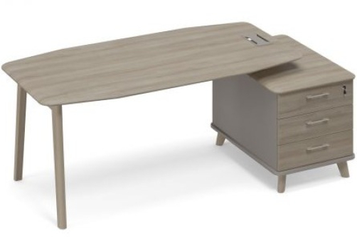 Стол руководителя на малой опорной тумбе правый (тип 2) Види Вуд, цвет мокко + вяз