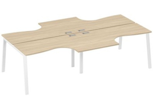 Рабочая станция эргономичная 4х140 Мира Трио, цвет дуб скандинавский + белый