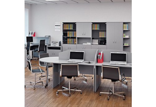 Рабочая станция на 4 человека Грей, цвет серый