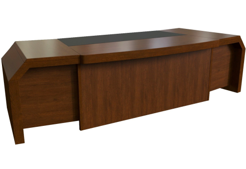 Стол письменный с кожаными вставками, цвет темный орех