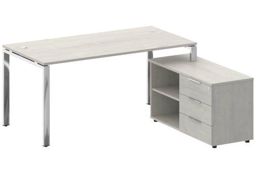 Стол руководителя с опорной тумбой правый, цвет дуб наварра