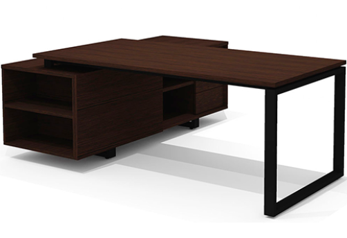 Стол руководителя на опорной тумбе правый Некста Директ, цвет венге + черный