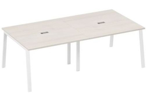 Стол для переговоров Мира Трио, цвет дуб шамони + белый