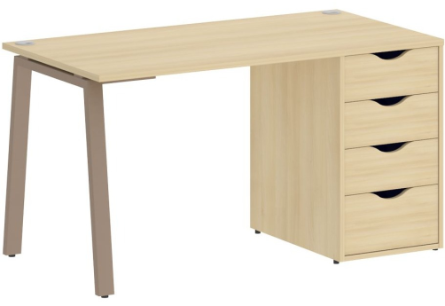 Стол письменный с тумбой 4 ящика, цвет акация + мокко