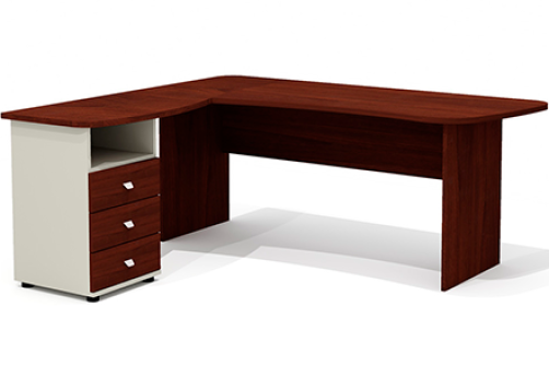 Стол эргономичный с тумбой левый Джерси, цвет орех