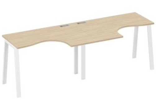 Рабочая станция эргономичная 2х120 Мира Трио, цвет дуб скандинавский + белый