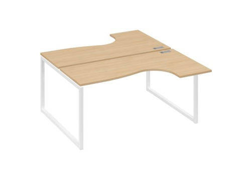 Рабочая станция эргономичная (2х160) Мира Одри, цвет натуральный дуб + белый