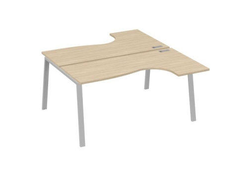 Рабочая станция эргономичная 2х160 Мира Трио, цвет дуб скандинавский + серый