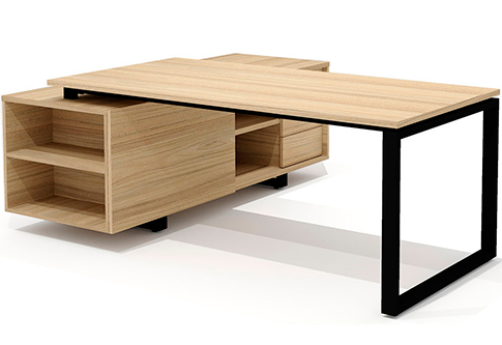 Стол руководителя на опорной тумбе правый Некста Директ, цвет вяз + черный